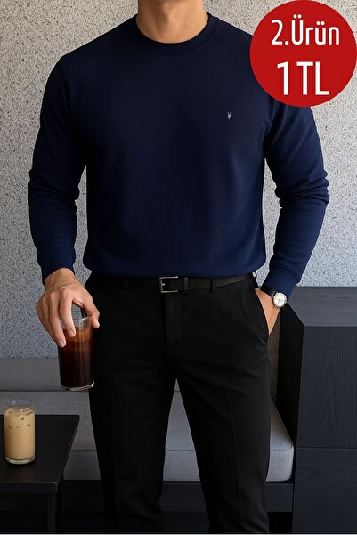 COMBİNE MİCHAİL Hanorac pentru bărbați, casual, de iarnă, albastru închis