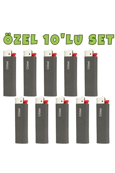 Cricket Cep Boy Taşlı Çakmak – Mum Alev 10’lu Set Gri Renk