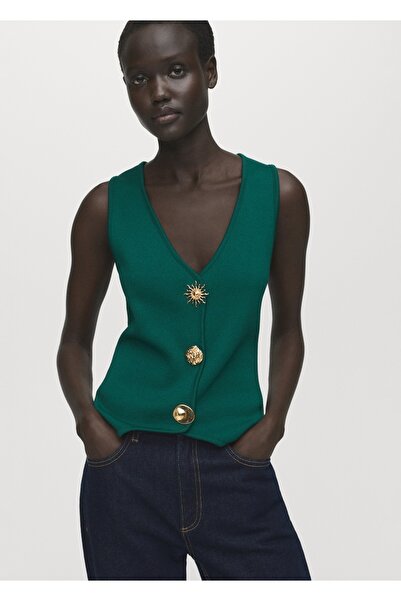 MANGO Woman Mücevher düğmeli triko yelek
