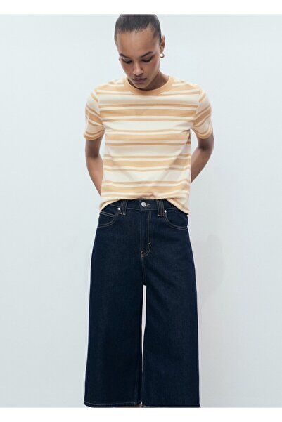 MANGO Woman Kontrast yakalı pamuklu tişört