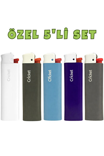 Cricket Cep Boy Taşlı Çakmak – Mum Alev 5’li Set Renkli