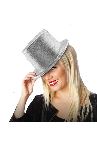 Kanonik Education Plastic Party Hat Silver Glitter