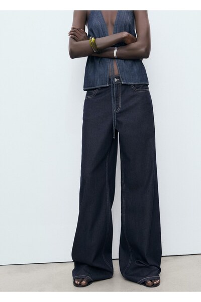 MANGO Woman Düşük belli Wideleg jean