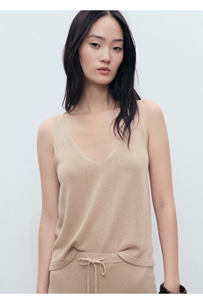 MANGO Woman V yakalı triko bluz