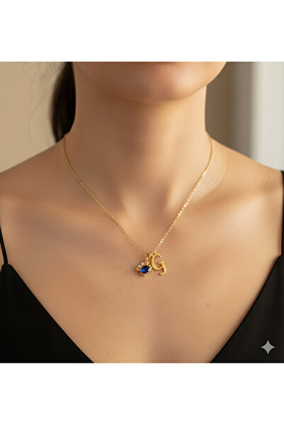 Store G Harf Kolye Yengeç Charmlı Çelik Zincirli