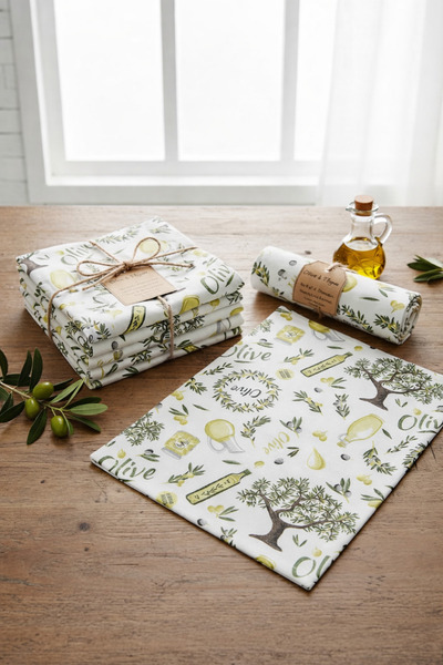 Rona Home 6-Piece Olive Patterned Decorative Square American Serving Set - St...