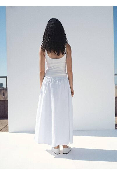 MANGO Woman Pamuklu büzgülü midi etek