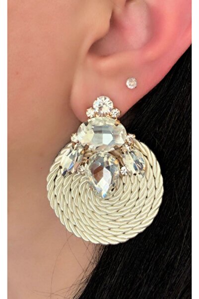 Store Diva Charm Brand Equivalent Stylish Straw Diamond Stone Earrings