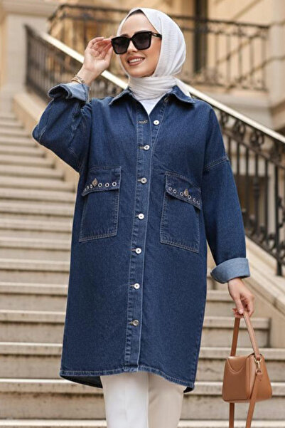 N.S NEVA STYLE Buttoned Hijab Denim Jacket 20411L
