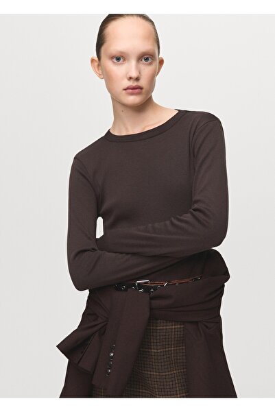 MANGO Woman Uzun kollu pamuklu tişört