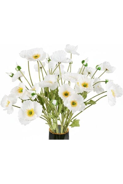 Lilac Home Yapay 4’lü Gelincik Dalı 60 Cm Beyaz