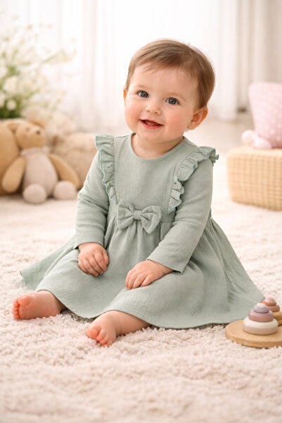 minella kids فستان موسلين للفتيات بعمر 2/5 سنوات مع فيونكة