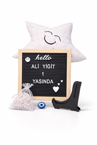 fikirstore Türkçe Karakterli Ve Emojili Harf Setli, Ahşap Çerçeveli, Ahşap St...