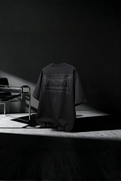 Wonraces Men's Smoked Premium Da Vinci Embossed Printed Crew Neck Oversize T-...