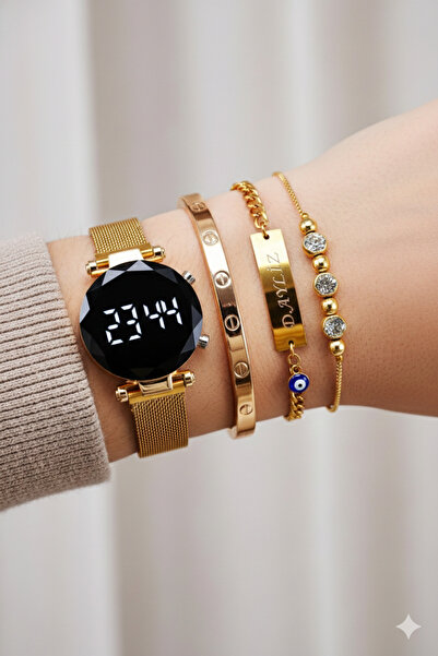 sonsuzsaat Altın Renk İsimli Bileklikli Kombin Hediyelik Genç Kız Kadın Kol S...