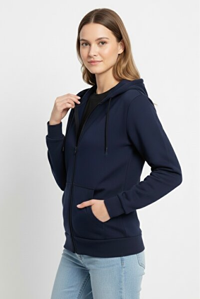 ASSAF Cardigan din bumbac pentru femei cu căptușeală din fleece cu glugă slim...