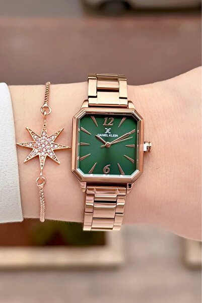 Daniel Klein Kadranı Yeşil Kordonu Bronz Renk 24 Ay Garantili 26 mm Kadın Kol...