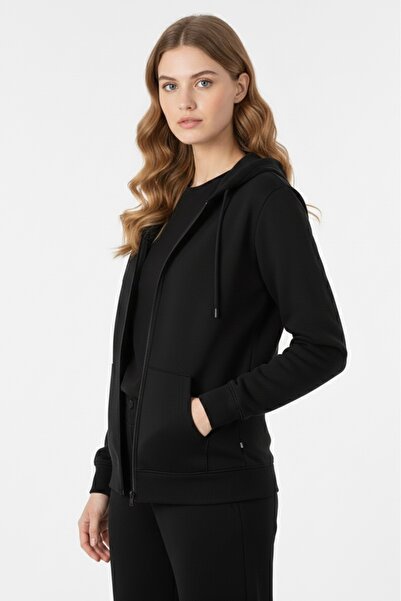 ASSAF سترة نسائية من القطن مبطن بالصوف بغطاء رأس قصة ضيقة بجيب مزدوج من الصوف