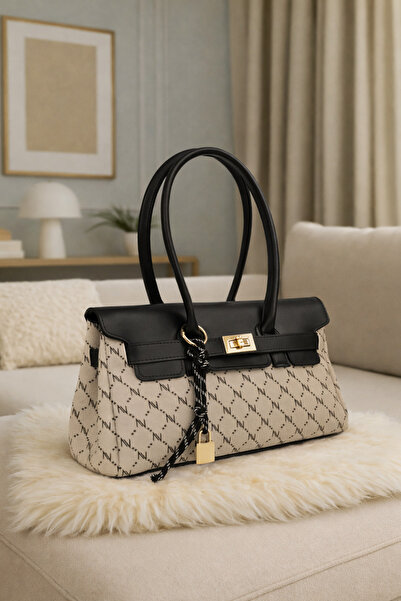 NOTHING Women's Monogram Minkblack Leather Belted Charm Detailed Covered Hand...