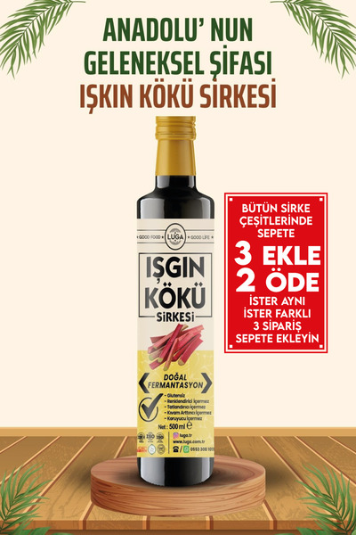 Luga Işgın - Işkın Kökü Sirkesi 500 ml - Doğal Fermantasyon, Katkısız, Gluten...