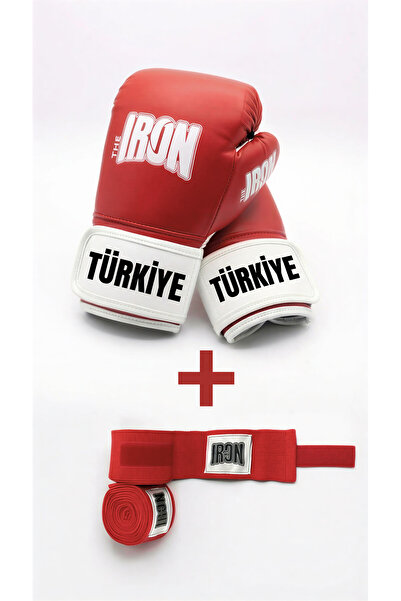 THE IRON Kişiye özel isimli boks eldiveni + bandaj