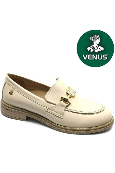 Venüs حذاء باليه نسائي كاجوال من الجلد الطبيعي من Turdus باللون البيج