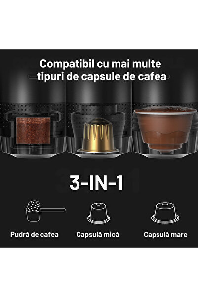 INVICTWIN Espressor Cafea Portabil 3 în 1 - Compatibil cu Cafea Măcinată, Capsule Dolce Gusto & Nespresso