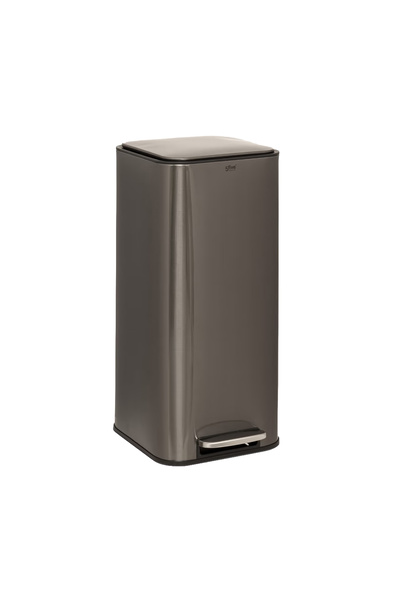 5FIVE Delta 30 L Kare Pedallı Çöp Kovası Gri, Yavaş Kapanma, Metal Gövde, Kol...