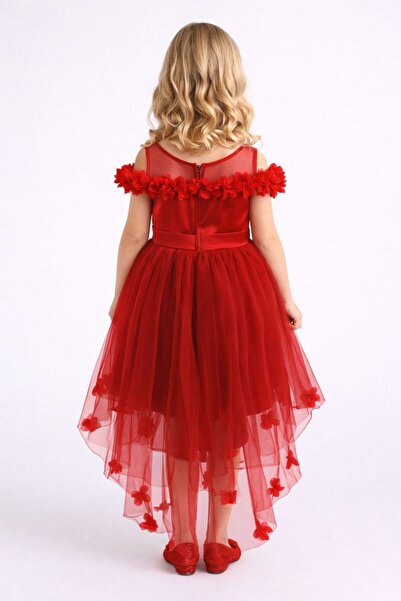 Melis Çocuk Çiçekli Kız Çocuk Abiye Elbise Gelinlik