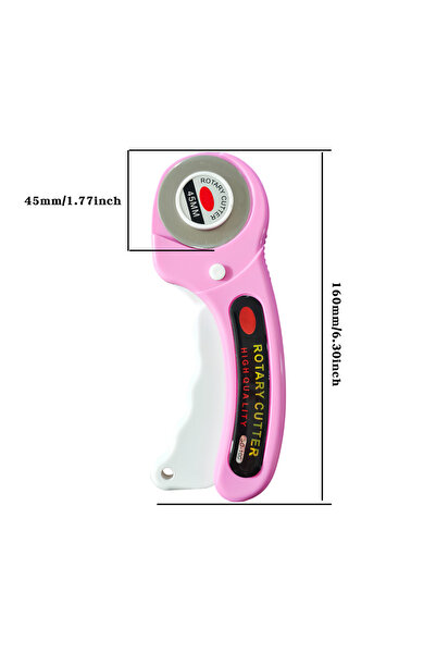 Choice مقص دوار وردي 1 قطعة 45 مم بمقبض مريح وقفل أمان للأقمشة والجلود والكر