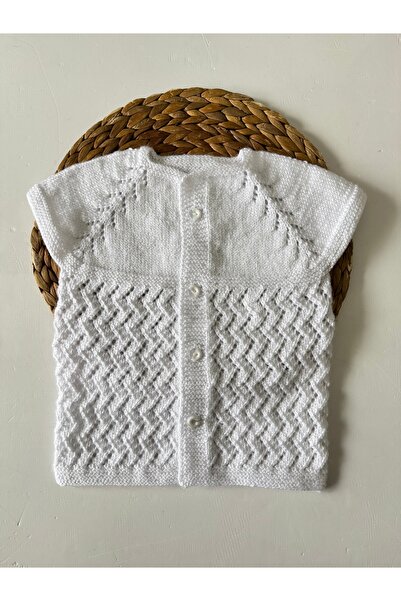 PİLEKİ BABY Hand Knitted Handmade Wool Yarn Knitted Baby Girl Vest Baby Gift