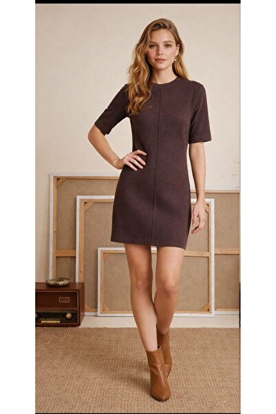 COLORDS Kadın Bisiklet Yaka Nervürlü Elbise