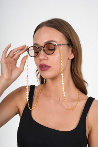 JULIANO Gold Zincir Kalp İnci Gözlük Zinciri