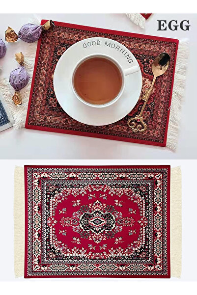 EGG Mini coaster, coffee mat, patterned Bohemian desktop mat, rubber anti-sli...