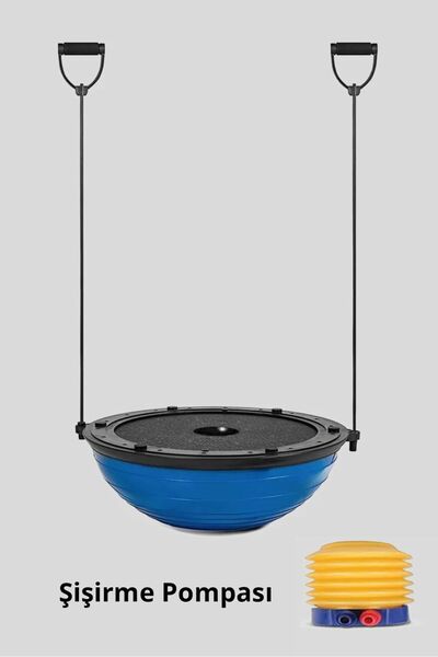 Triathlon T181‑M Bosu Ball | Denge Topu | 45 cm | Pilates Aleti | Direnç Lastiği + Pompa Dahil | Kaymaz Taban
