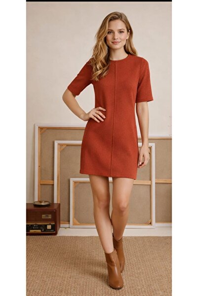COLORDS Women's Crew Neck Ribbed Dress