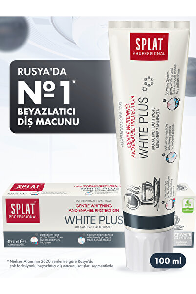 Splat White Plus Diş Macunu 3 Adet - Beyazlatıcı florürlü, kahve çay tütün le...