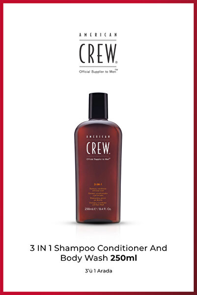 American Crew 3-in-1 Classic 250 ml – Şampuan + Saç Kremi + Duş Jeli | Erkekl...