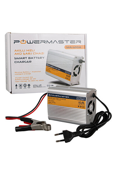 Powermaster MA-1210A 12 Volt - 10 Amper Akıllı Hızlı Akü Şarj Cihazı Analog Amper Göstergeli