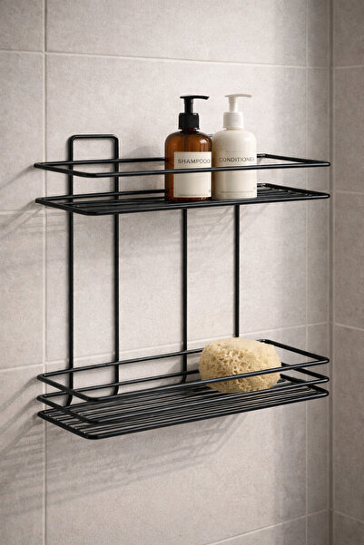 MultiStore Organizator plat pentru șampon, cu 2 niveluri, adeziv pentru peret...