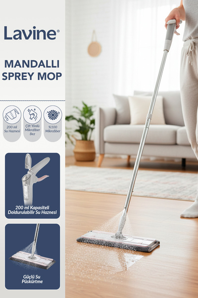 obido Lavine Mandallı Sprey Mop Kompakt Tasarım Mikrofiber Bezli 4XL Bezlerle...