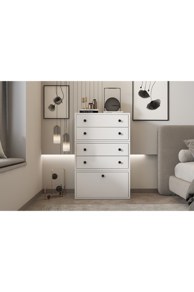 Nettrends Çekmeceli Düser Kapakli Sifonyer Beyaz 65 Cm Sfn-1037-ç