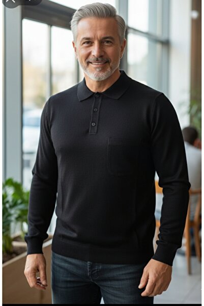 güncüoğlu Pulover clasic pentru bărbați - Cu guler și buzunare