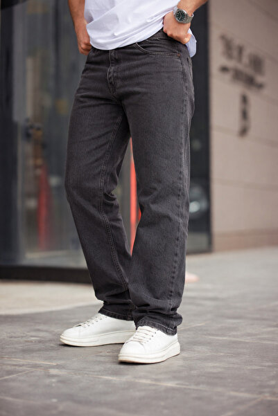 comstar Erkek Bol Paça Basic Yüksek Bel Antrasit Baggy Pantolon