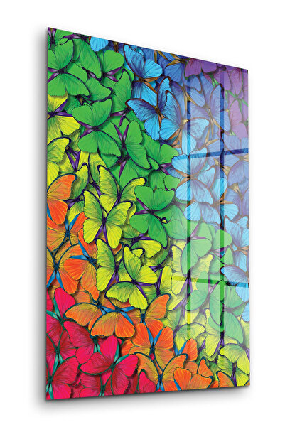 Decovetro Γυάλινος πίνακας με πολύχρωμες πεταλούδες