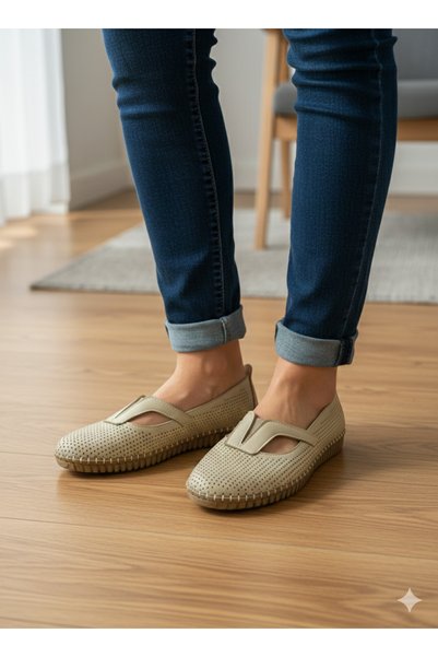 OFLAMAZ Women's Shoes, Ballet Flats, Hand-Stitched Soles, Suitable for Daily Wear, Stylish and Comfortable
