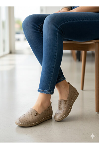 oflamaz Kadın Ayakkabı Babet Taban El Dikişli Şık Rahat Günlük Giyime Uygun