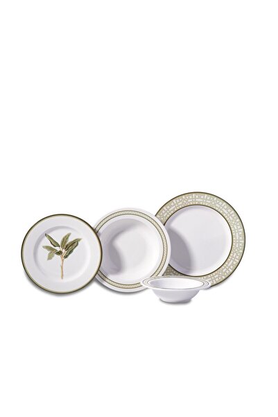 KORKMAZ Natura Collection 24 Parça Yeşil Yuvarlak Yemek Takımı A8788