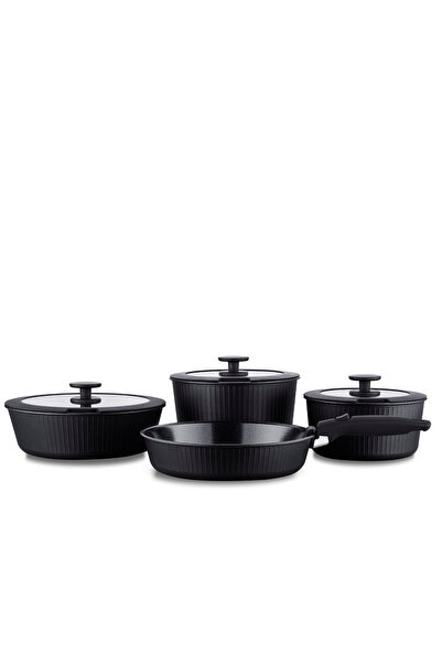 KORKMAZ Nova Pratika 8 Parça Siyah Tencere Seti A2792