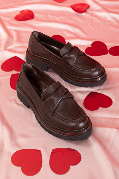 Gondol Pantofi Oxford ușori din piele naturală cu talpă groasă erp.744 maro